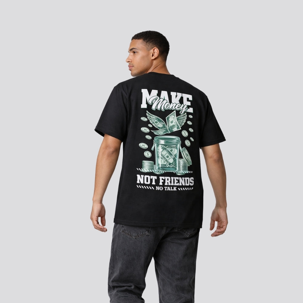 CAMISETA OVERSIZED "MAKE MONEY, NOT FRIENDS"