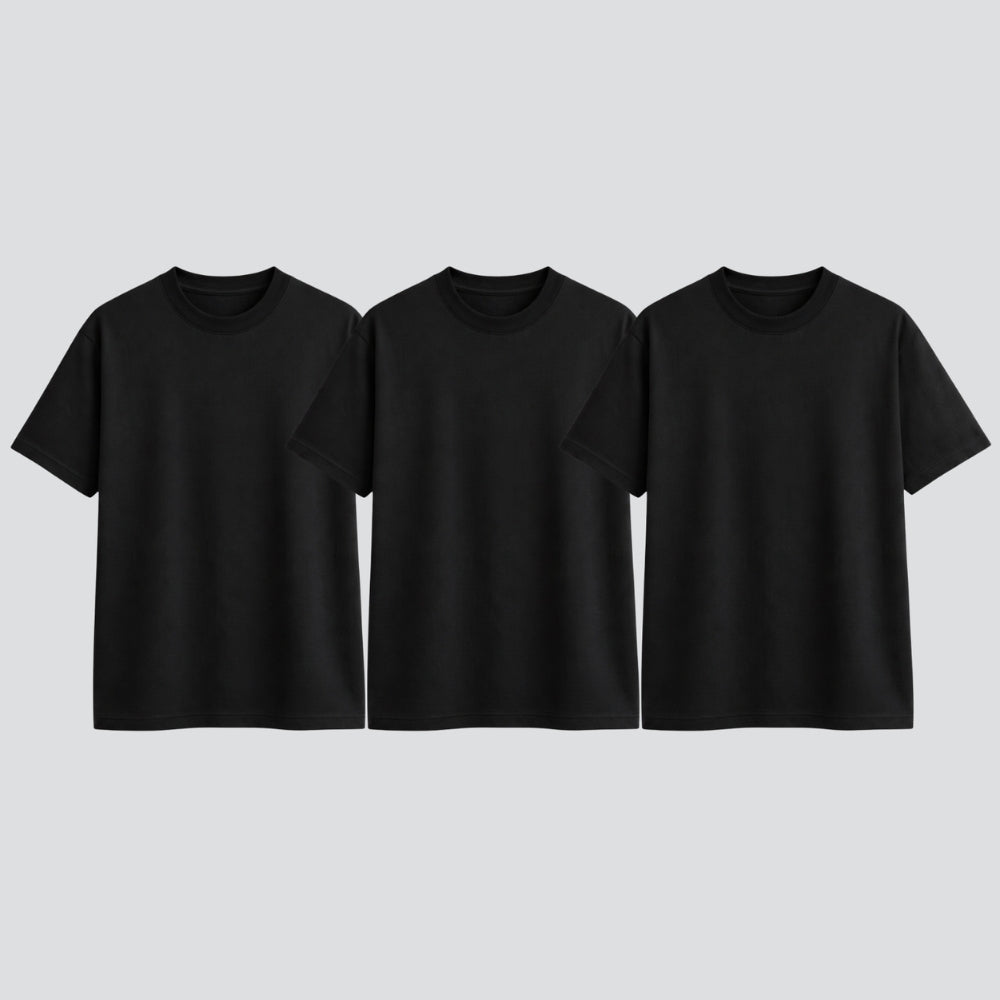 COMBO 3 CAMISETAS OVERSIZED LISA - PRETO