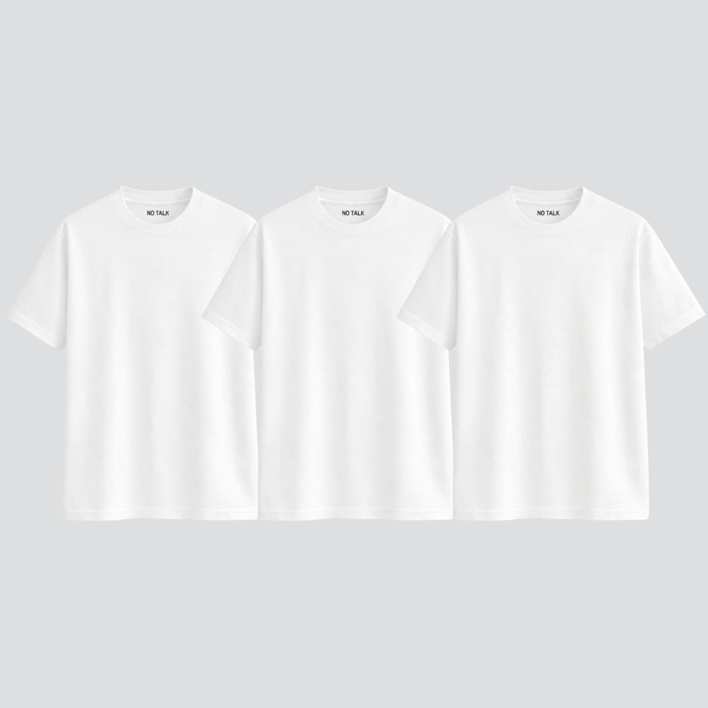 COMBO 3 CAMISETAS OVERSIZED LISA - BRANCO