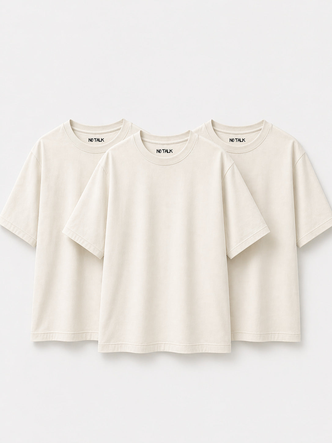 COMBO 3 CAMISETAS OVERSIZED LISA - OFFWHITE